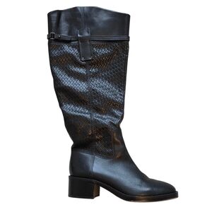 Franco Sarto Women's Colt Tall Wide Calf Leather Basketweave High Boots Sz 8.5